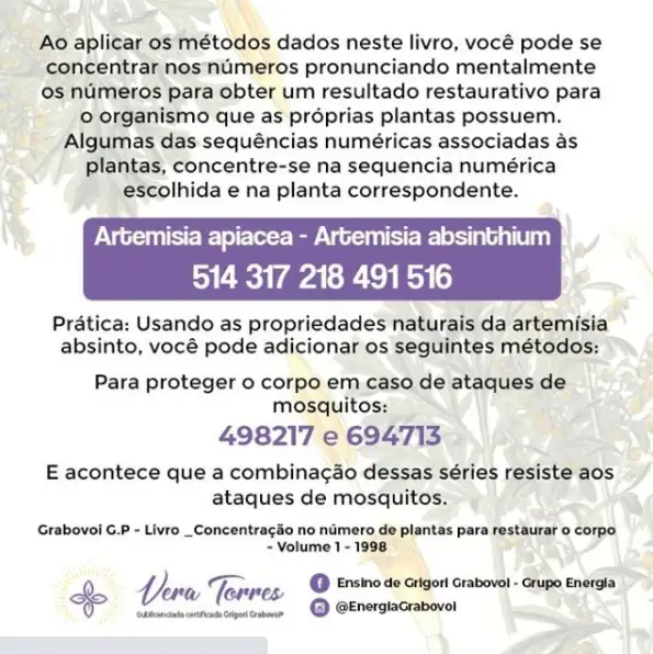 Concentração no número de plantas para restauração do organismo